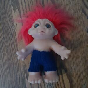 Thomas Dam Troll Doll Playmate Red Hair Made In Denmark 80s 1980 7"
